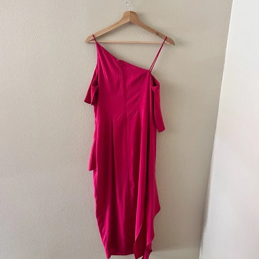 Keepsake The Label No Love Pink Chiffon Ruffle Midi Dress M​​​​​​​​​​​​​